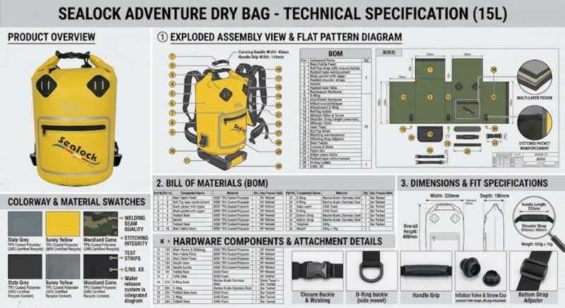 Tech Pack für eine wasserdichte Tasche – Was Sie angeben müssen